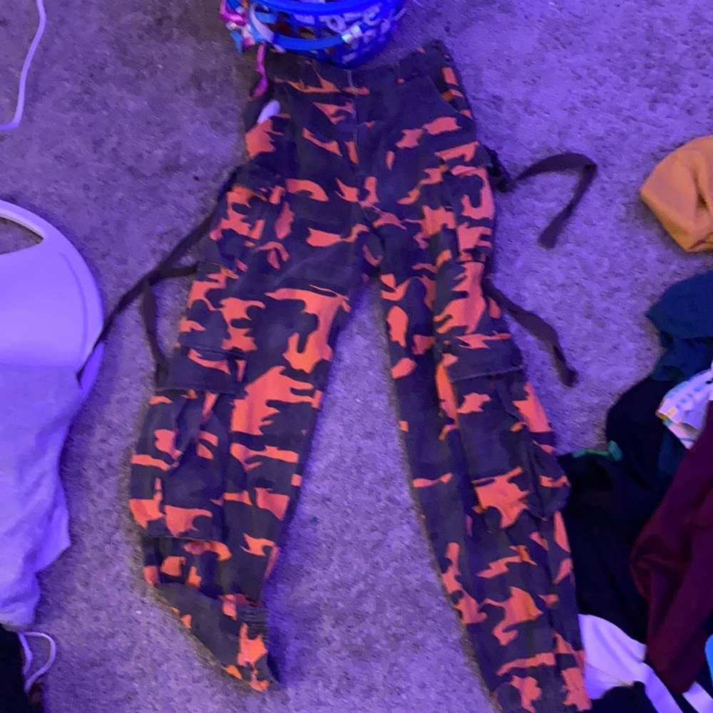red and green cargo pants